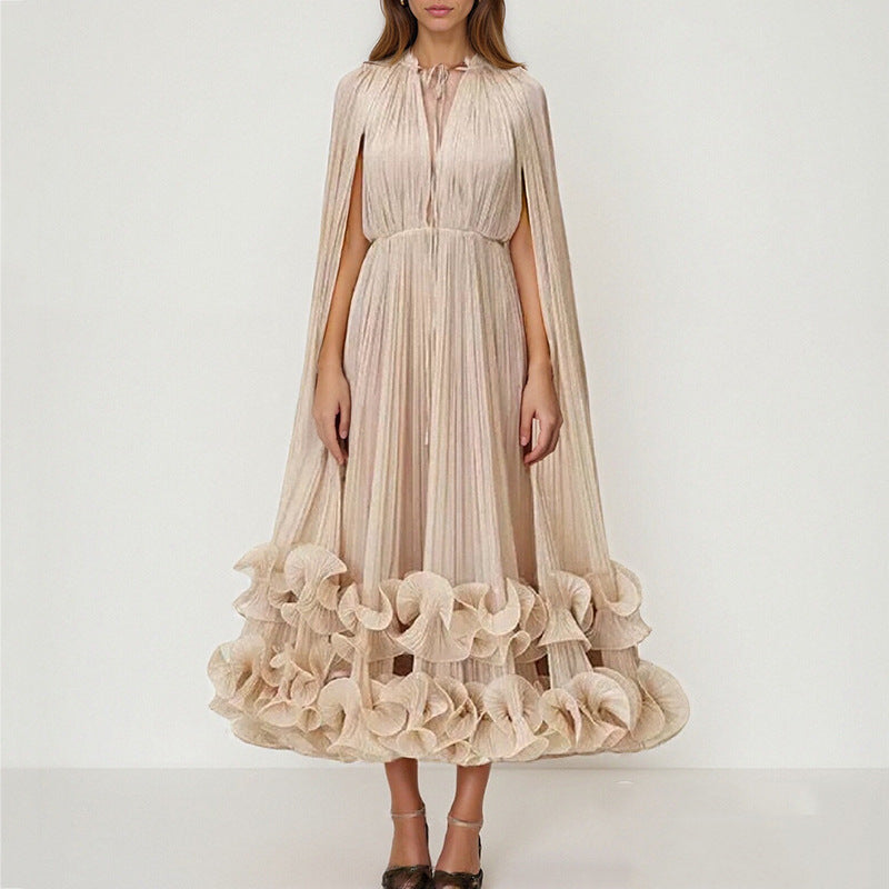 Krawatte Ruffle Maxi Kleid
