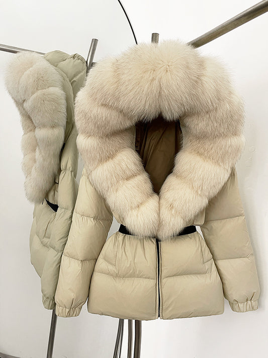 Fur collar hooded  duck down jacket