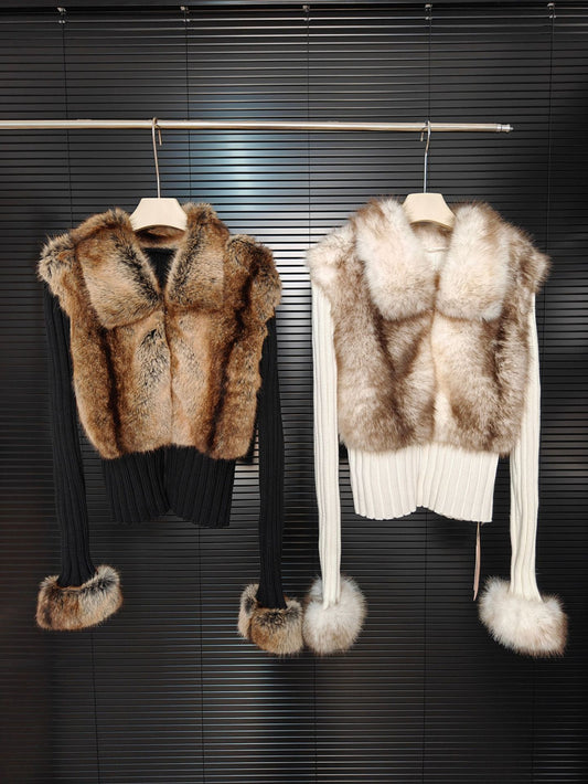 Fur knitted jacket