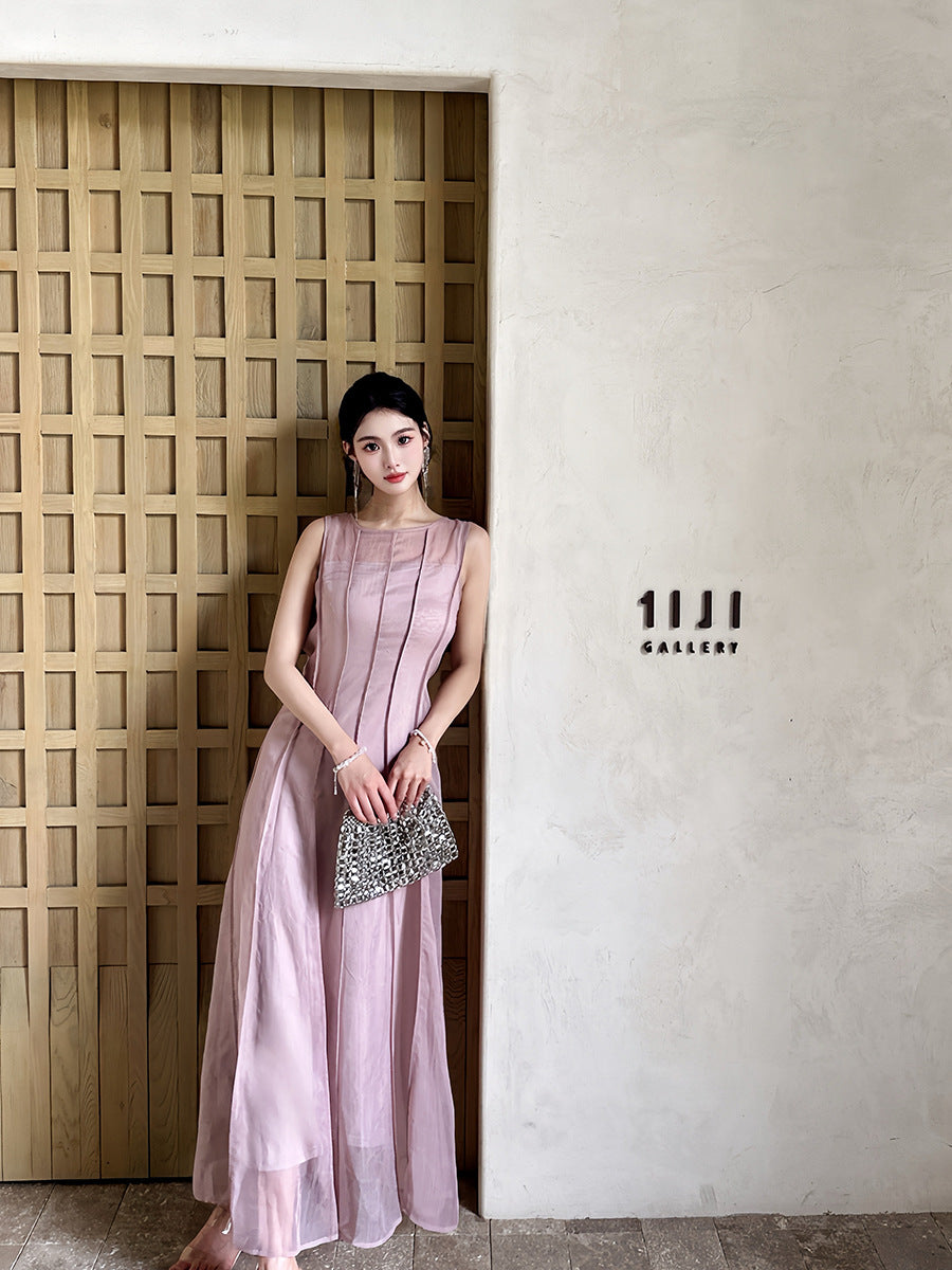 Gauze   maxi   two set  dress