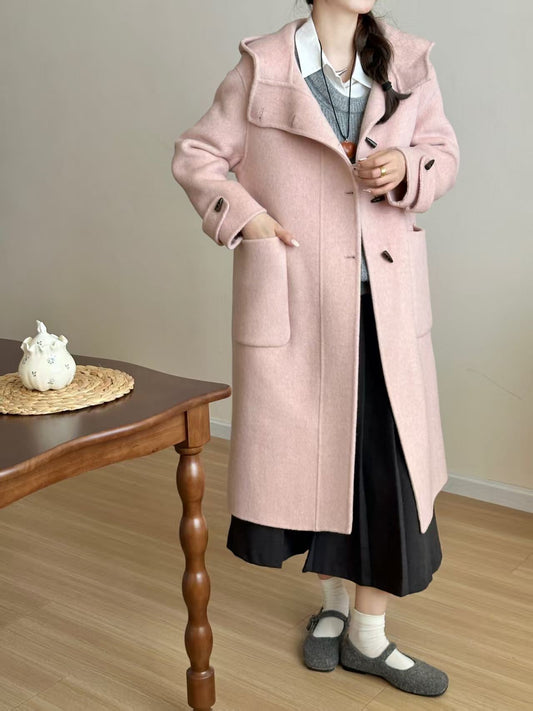 Reversible cashmere long coat