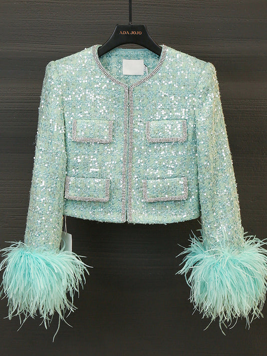 Diamond tassel feather jacket