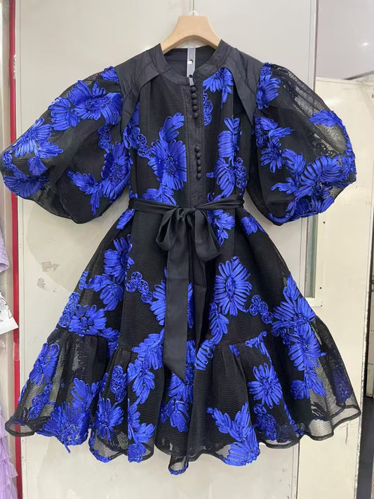 Flower Loose Skirt Dress With Belt Cross Border