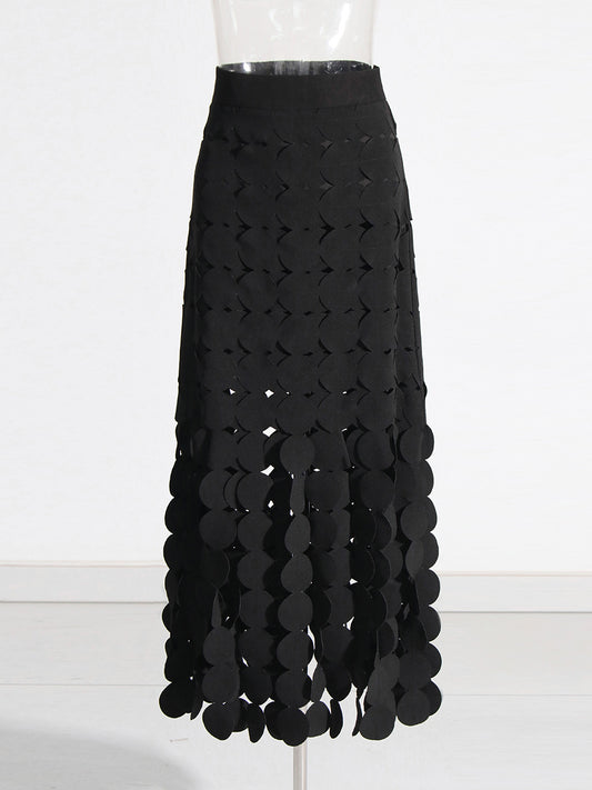 Spliced round tassel long skirt