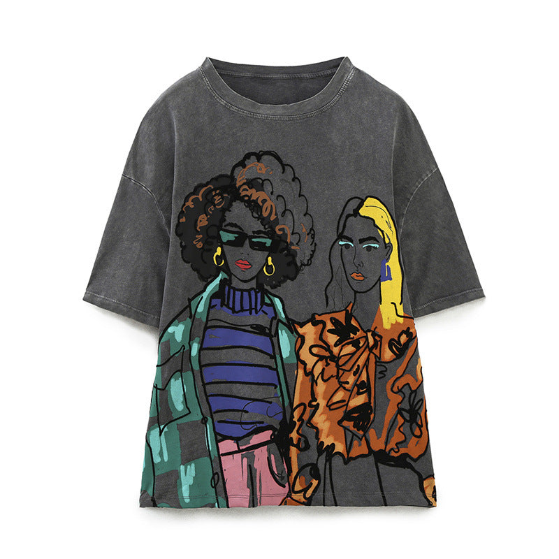 Girl print pattern Loose T-shirt