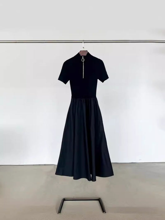 Tencel Hepburn style black dress