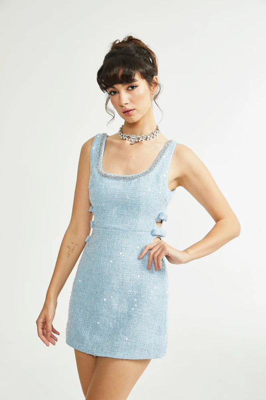 Minon à paillettes de manon bleu tweed