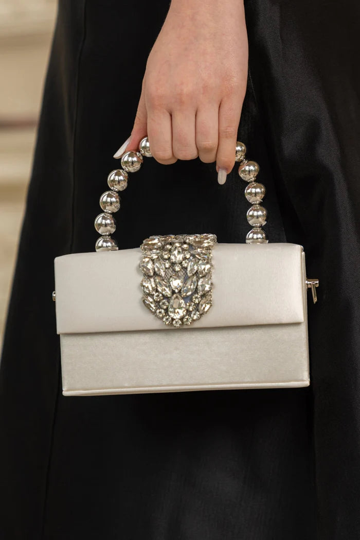 Satin Diamond verschönerte Tasche - Beige