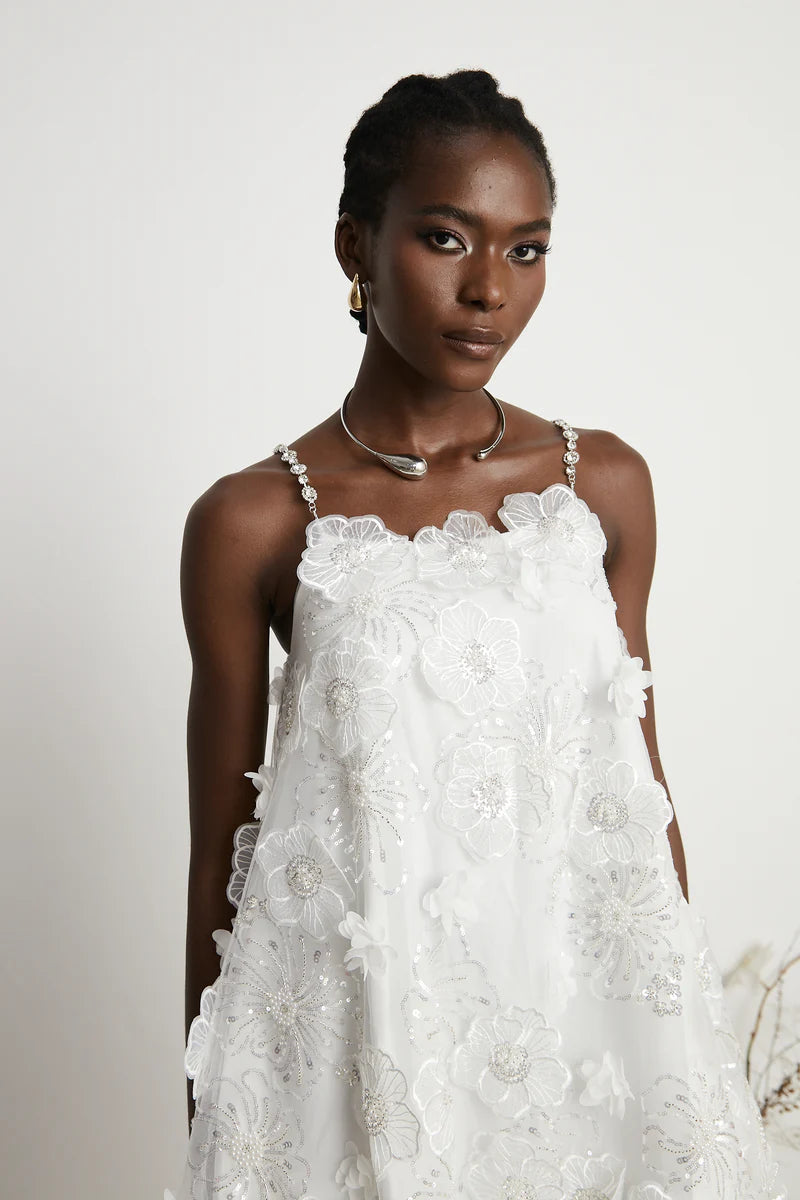 Mini robe florale ornée de cristal suzette en cristal