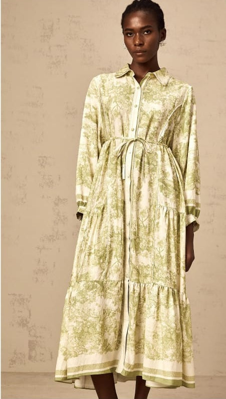 Adélaïde graphic-print midi dress in Green