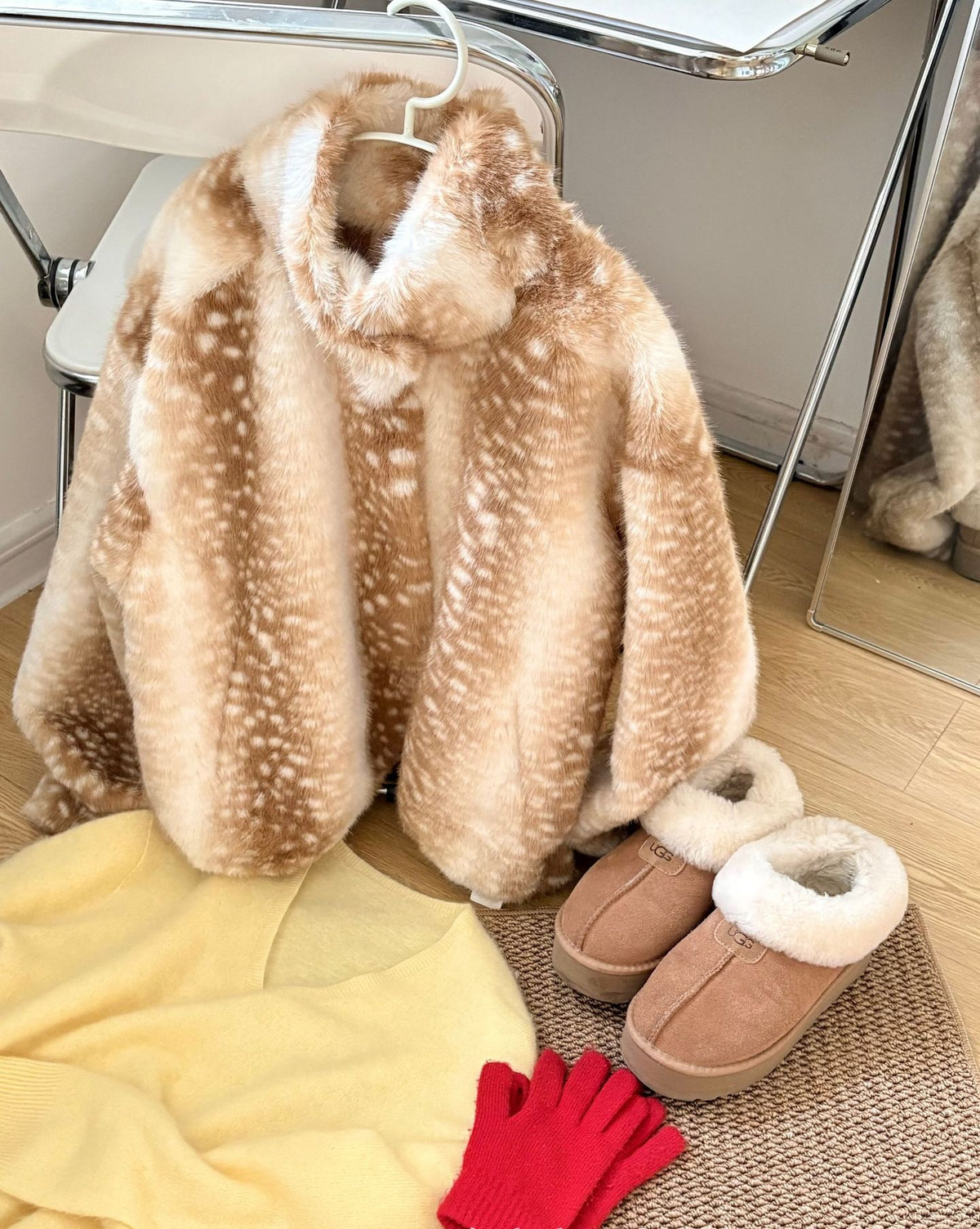 Leopard Print Fur Outerwear Coat