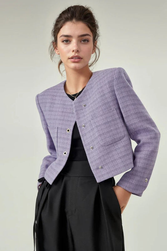 Short Jacket with Padded Shoulders