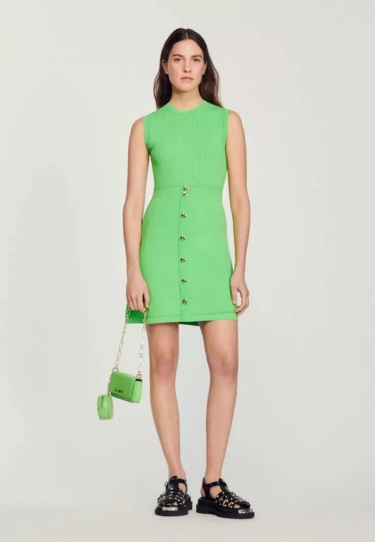 Robe courte à boutons SANDRO Mini robe verte - Vert