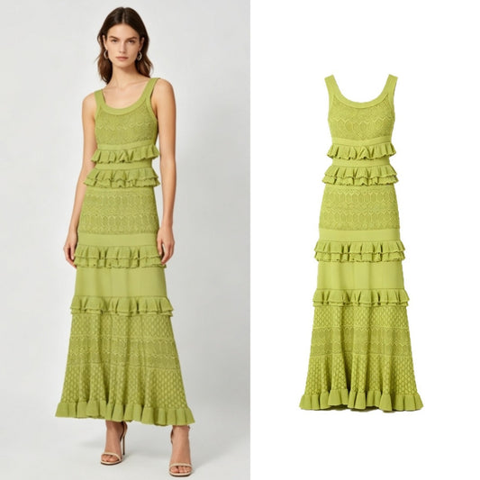 Inner Ruffled Hollow-Out Sleeveless Dress