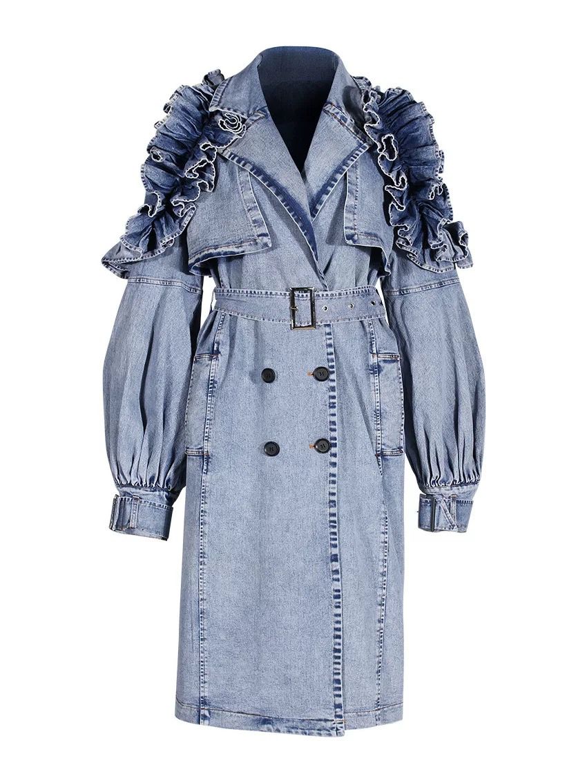 Denim Ruffle jacket -blue