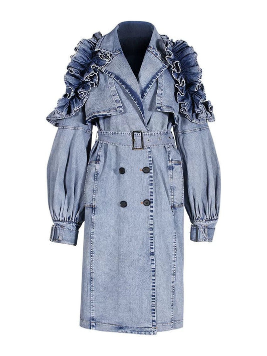 Denim Ruffle jacket -blue