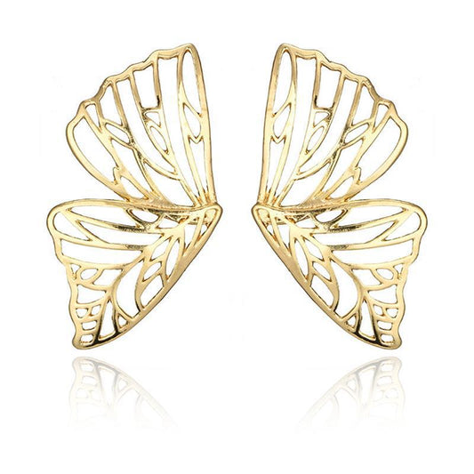 Short hollow butterfly wings shape stud earrings