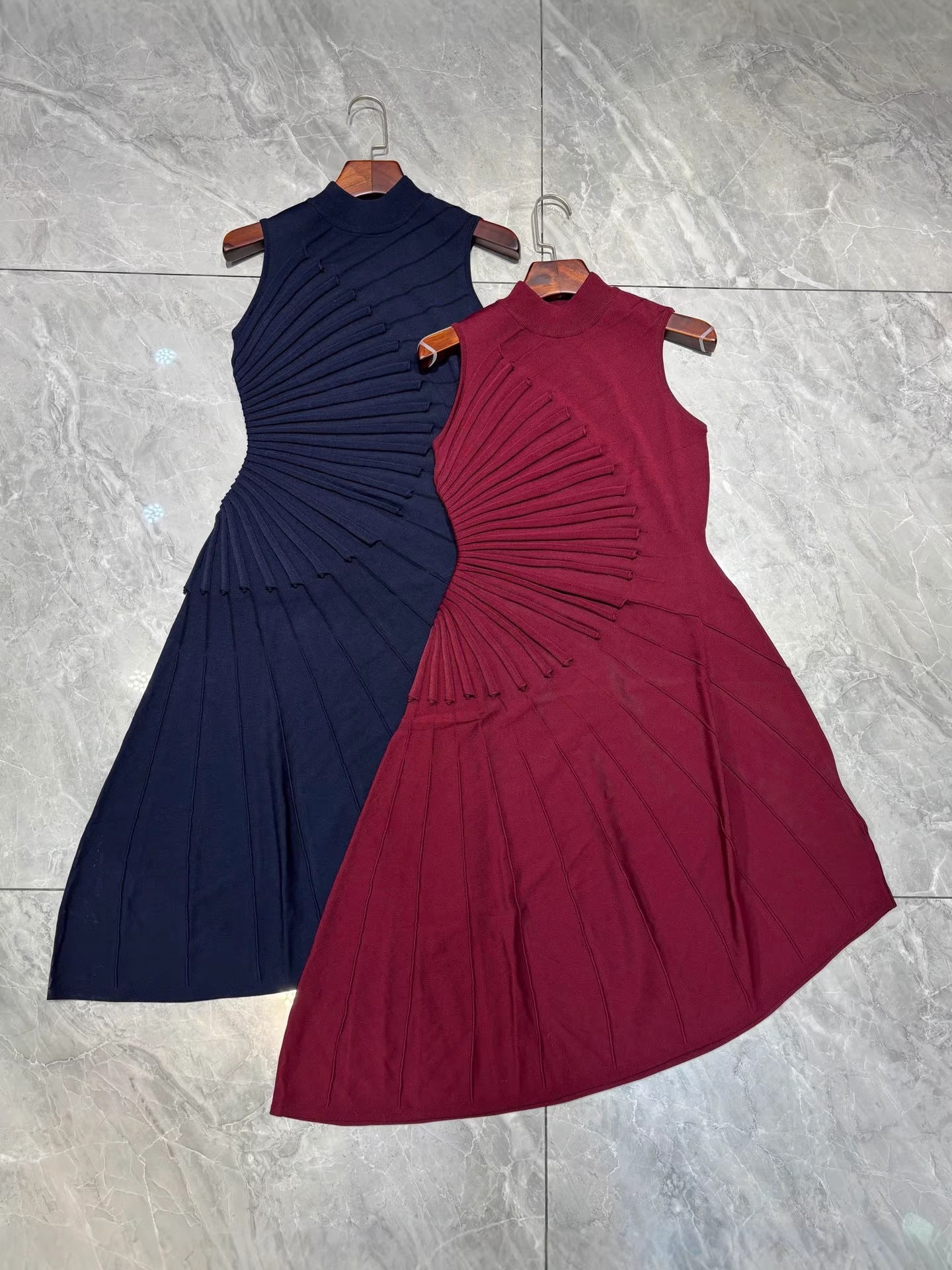 Waist-Cinching A-Line Asymmetrical Knit Dress