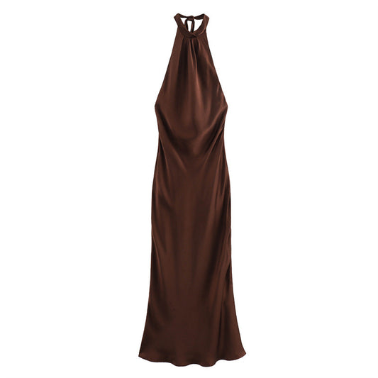 Backless silk satin dress