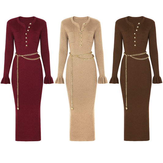 Palma new fashion knitted V-neck dress