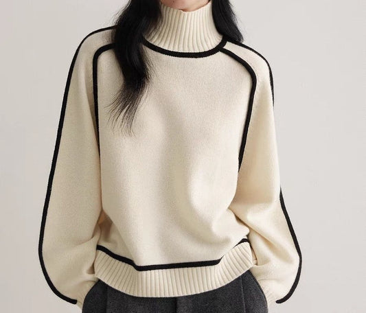 Winter stripes slimming loose pullover