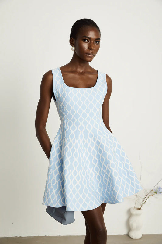 Hélène à motifs de jacquard mini-robe sans manches