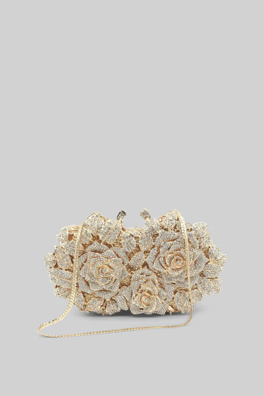 Crystal embellishment clutch bag - Gold