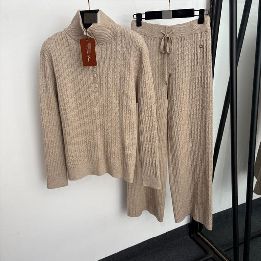 waist pants cable stitch suit