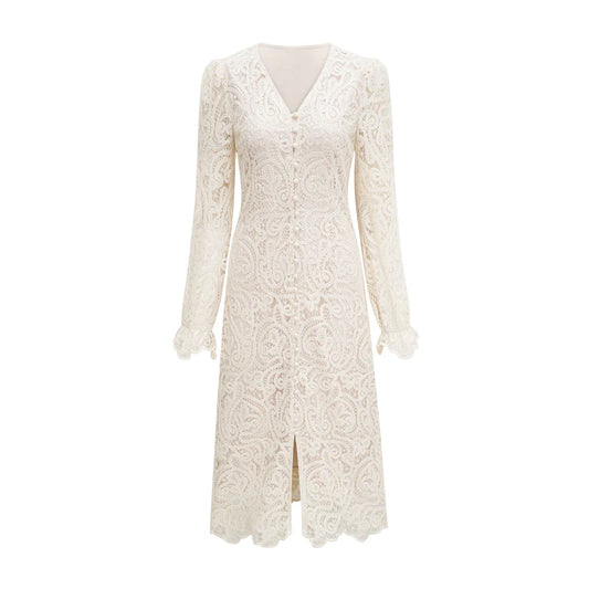 Galatea white lace long-sleeve dress