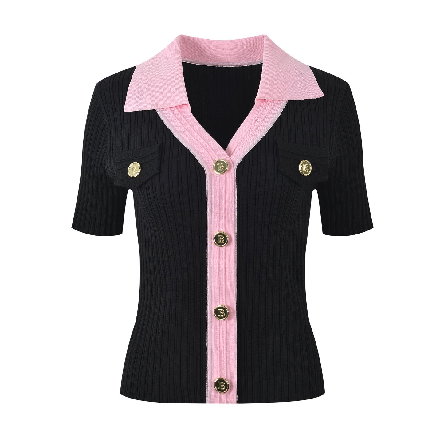 pollo collar single-breasted thin knitted shirt