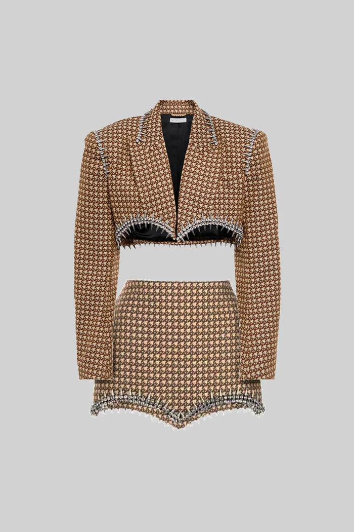 Silver Spikes Elegant 2 Piece Set - Brown And Beige