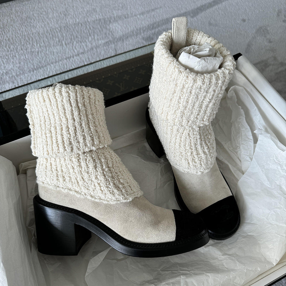 Thin and piled up boots