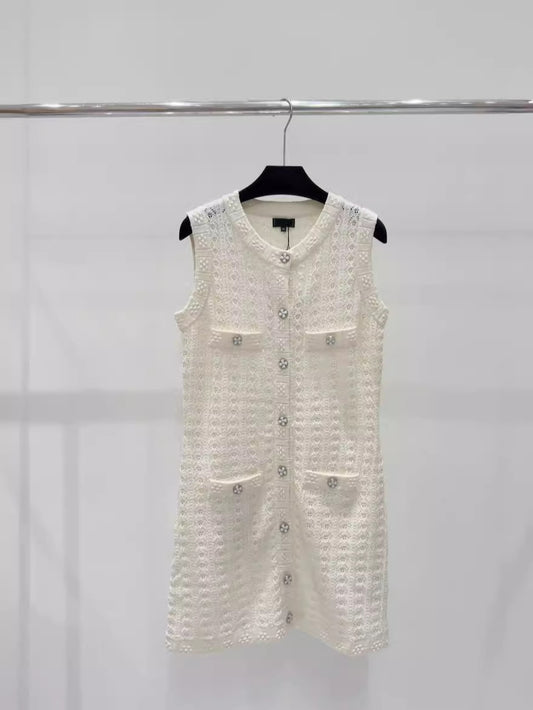 Cut-out embossed knitted dress