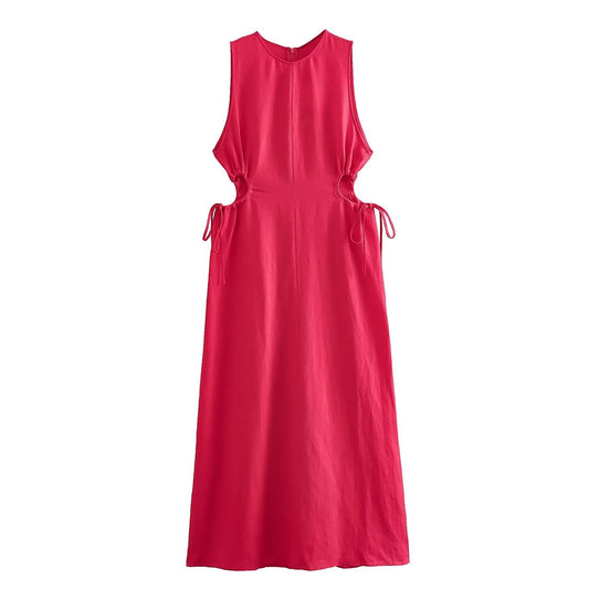 Drawstring sleeveless dress