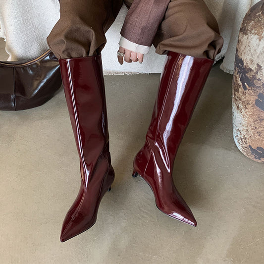 Cowhide fashion Tall  boots