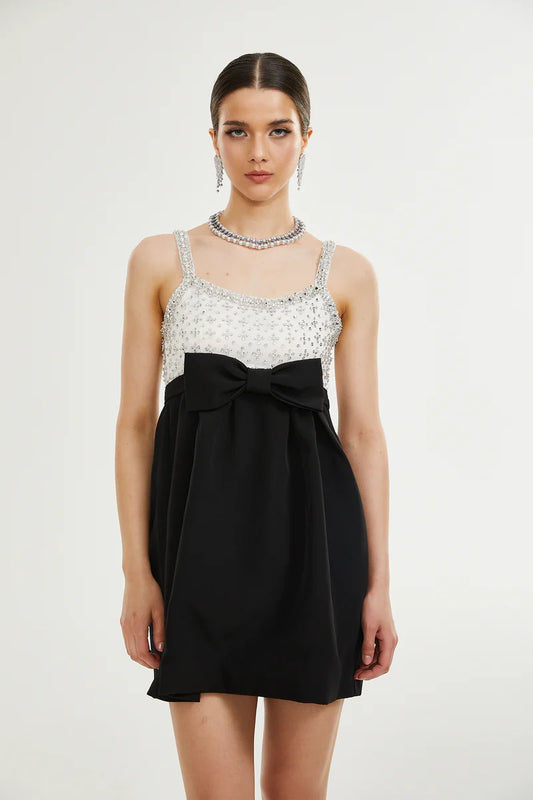 Parisa crystal-embellished bowknot mini dress