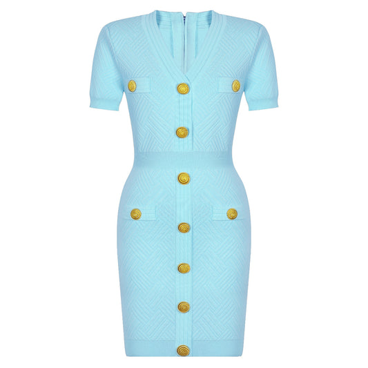 V-Neck Slim Plama Dress