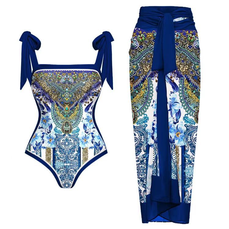 Blue double-sided swimsuit