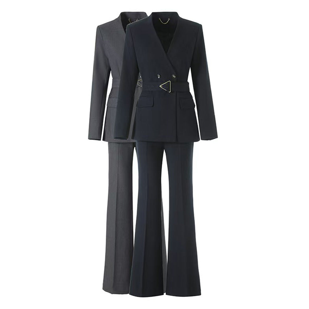 Two-Piece Set with Slightly Flared Elegant Trousers