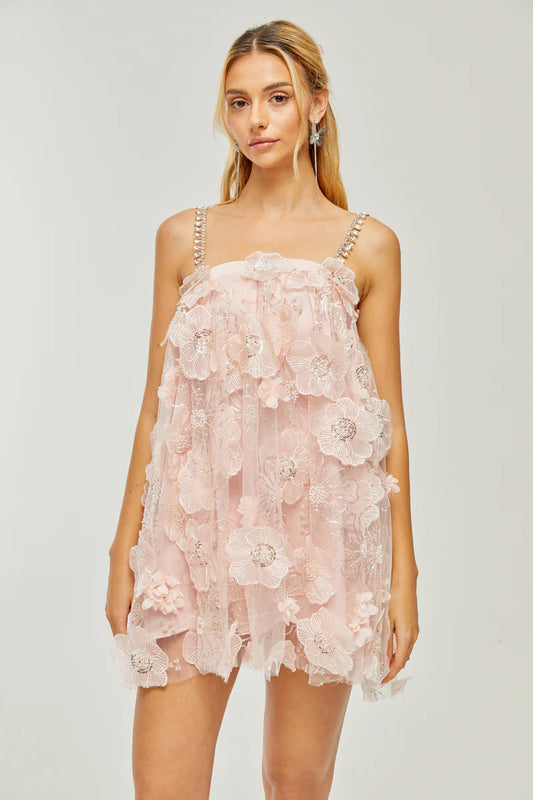 Valérie crystal-embellished floral mini dress