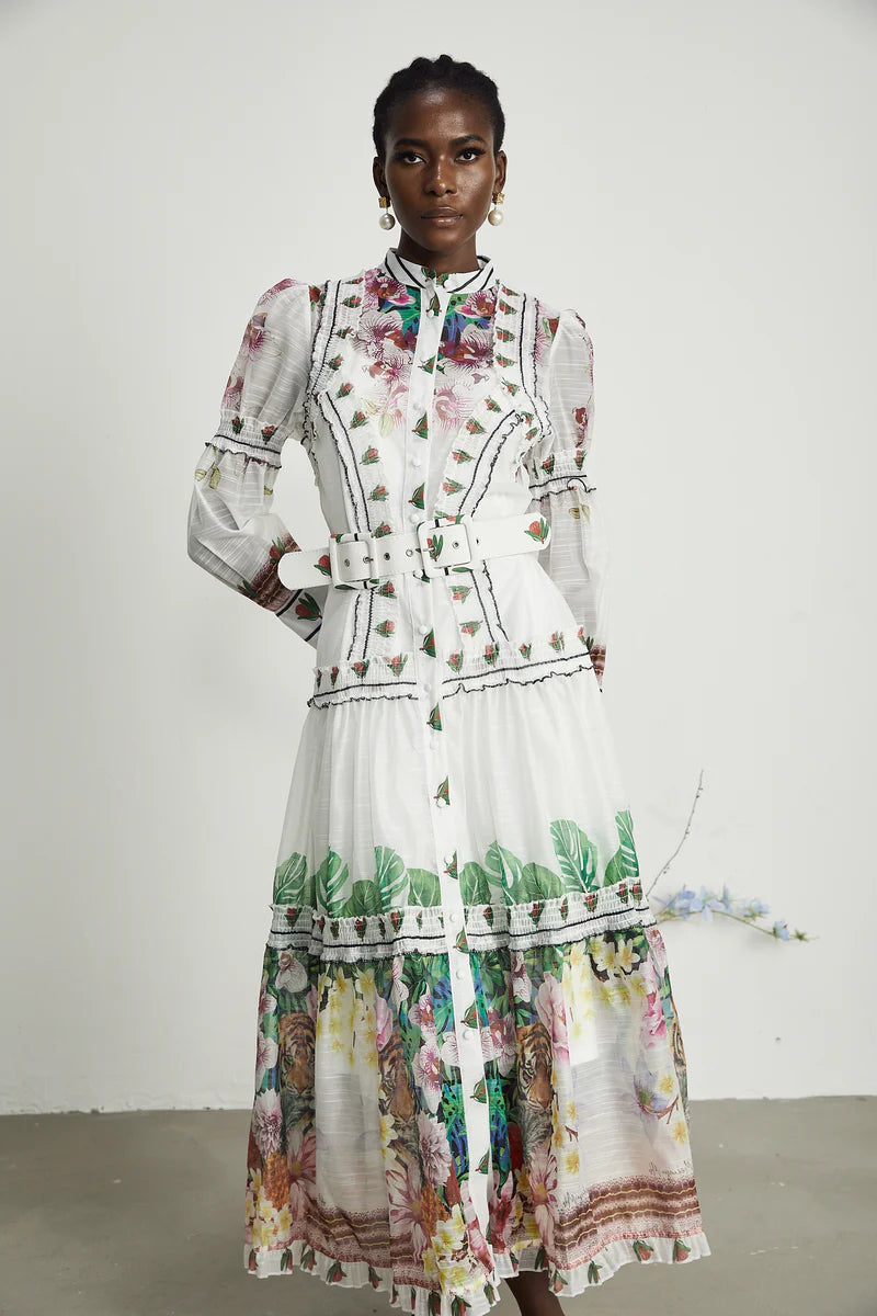 Gabi ruffled floral-print midi dress