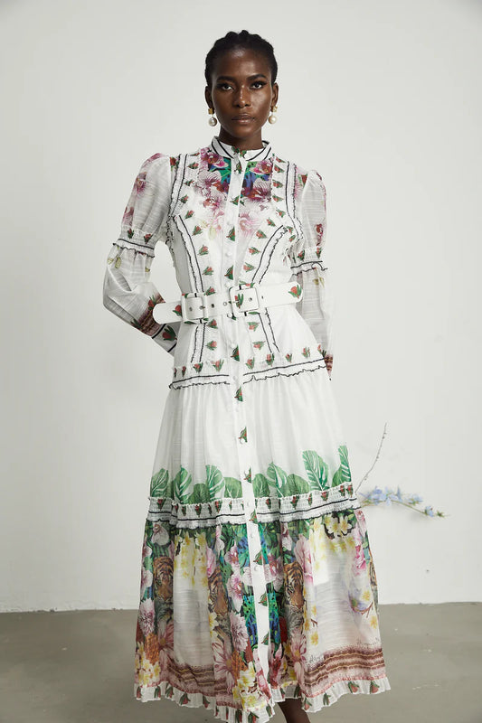 Gabi ruffled floral-print midi dress