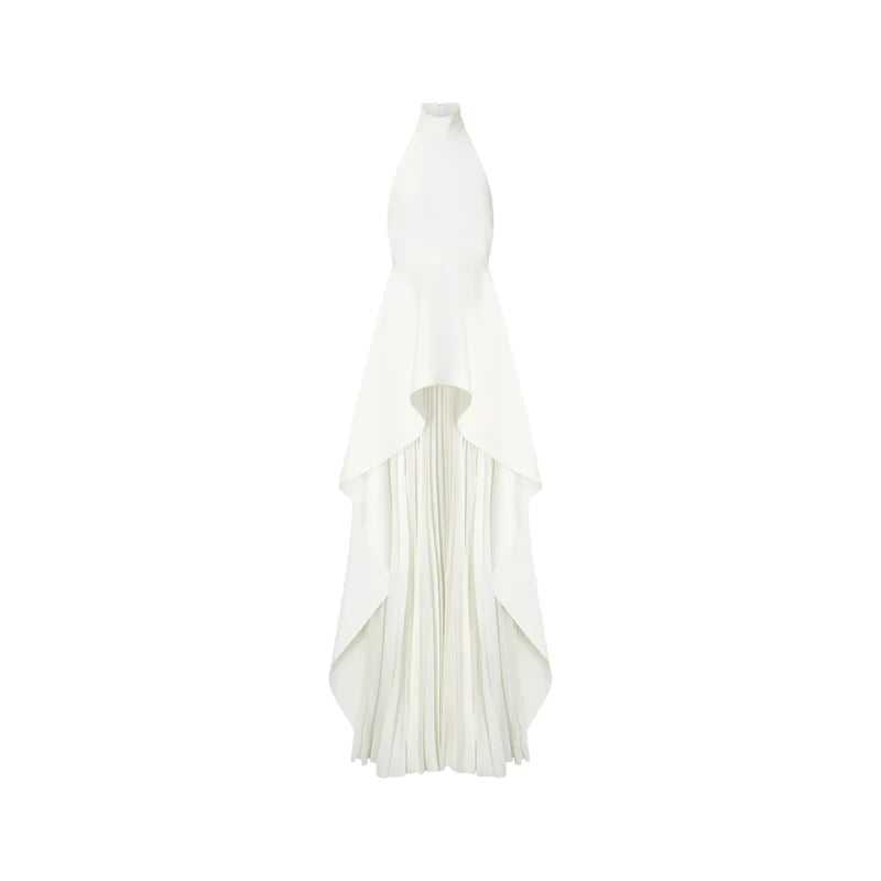 Inés halterneck layered long dress