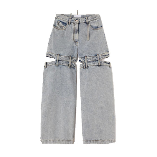 Leg-baring trend ultra-loose wide-leg pants