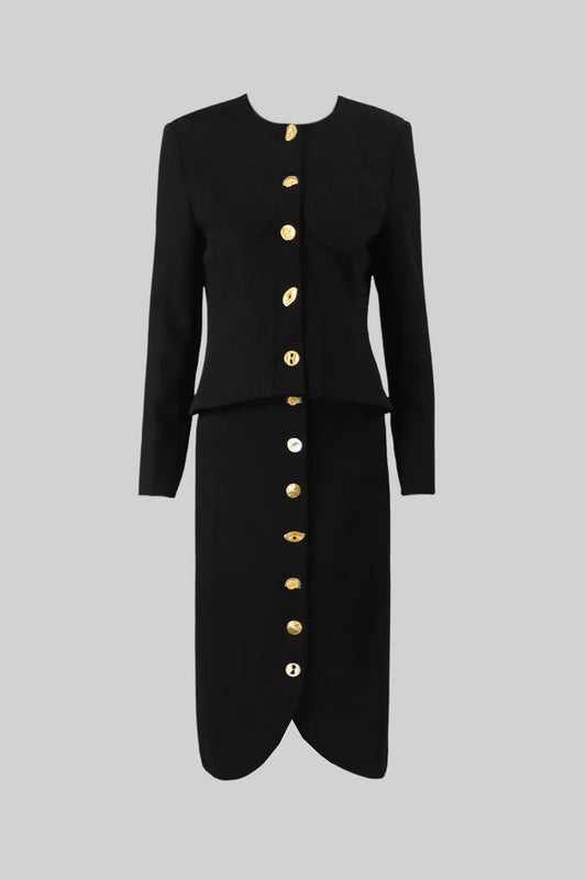 Co-ord Set with Statement Gold Buttons - Black
