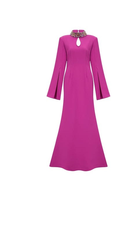 Majestueuse Fuchsia Keyhole-Detail Mermaid Gown