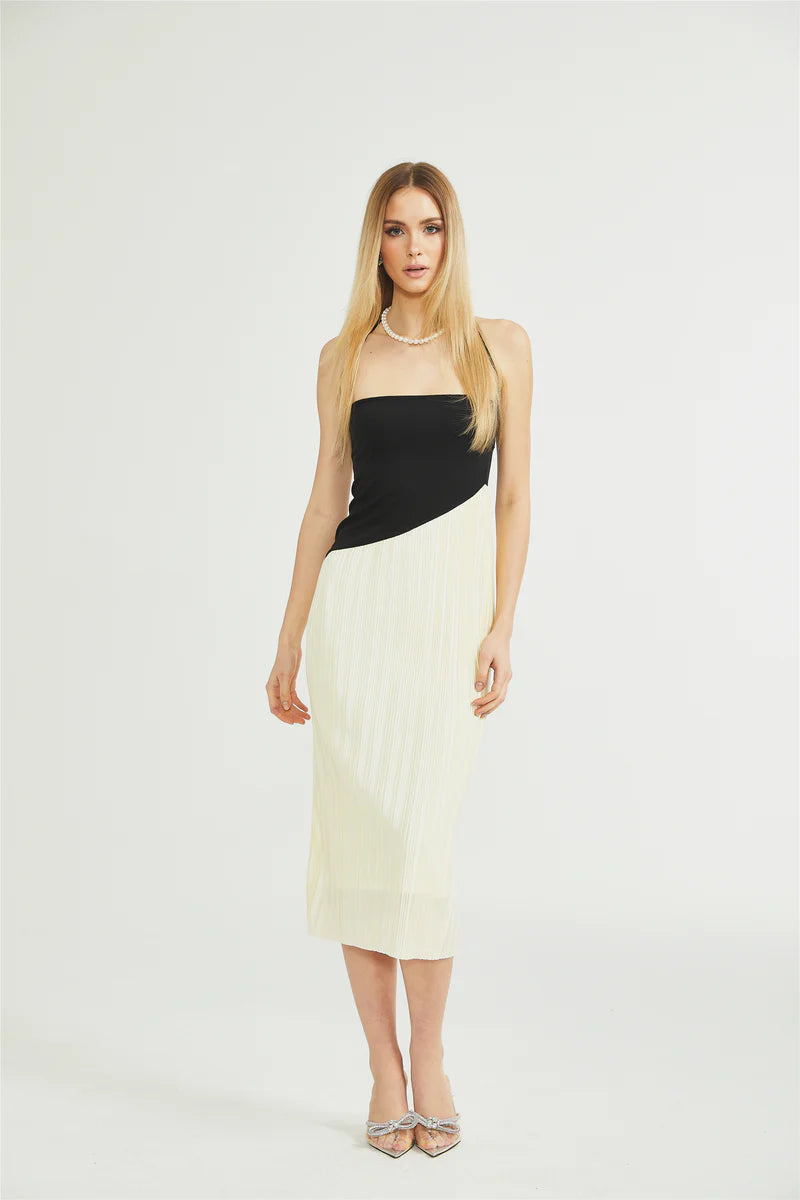 Giverny halterneck fitted midi dress