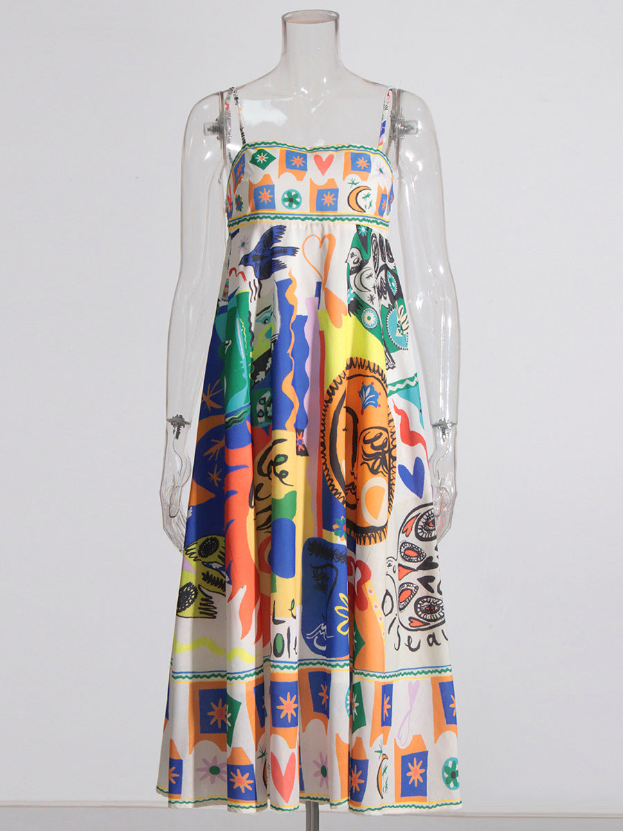 Graffiti print big swing dress