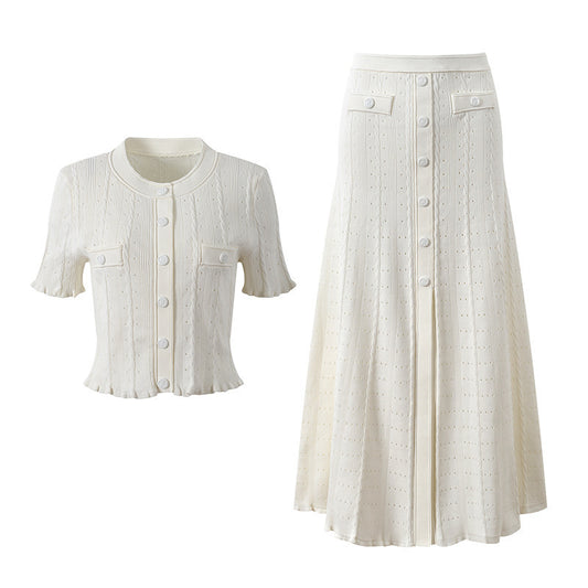 Twist pattern cropped set