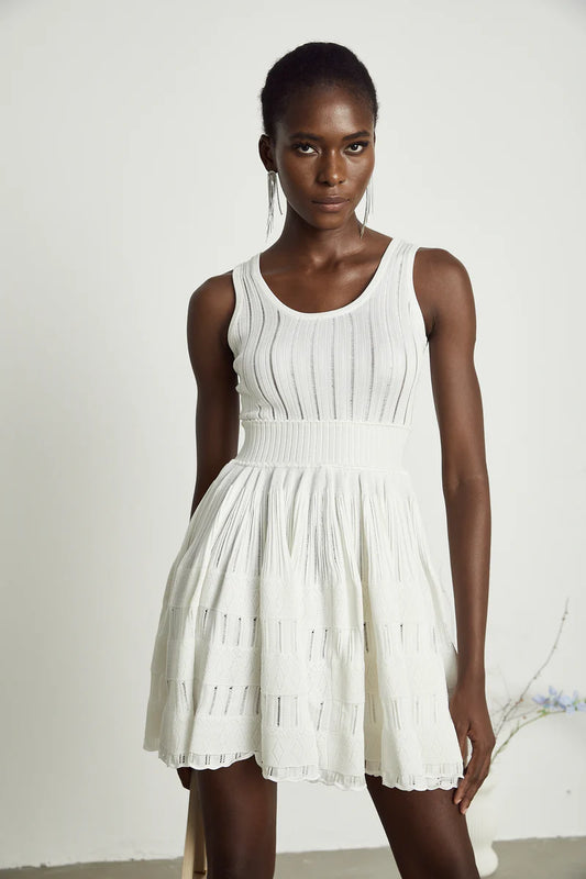 Noémie white cut-out pleated mini dress
